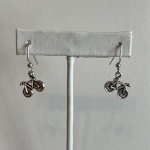 Silver Tone Bicycle Earrings